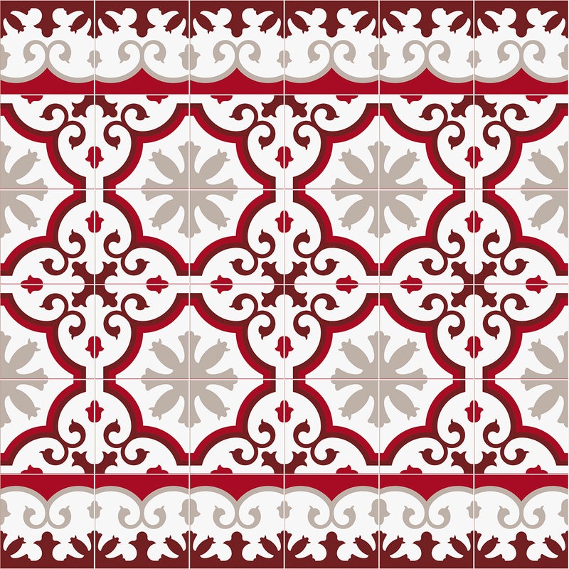Marsylski dywan winylowy czerwony 50x100 cm - antypoślizgowy PVC, winylowy do kuchni lub salonu, wodoodporny, zmywalny, trudnopalny