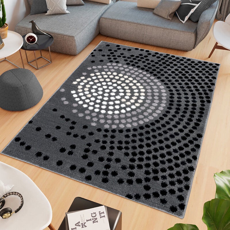 Dywan Salon 120X180 cm Antypoślizgowa 100% Made in Italy Nowoczesny Krótkie włosy Groszki Szary