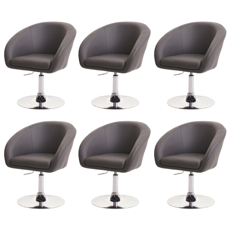 Zestaw 6 krzeseł do jadalni HWC-F19, imitacja skóry, szary