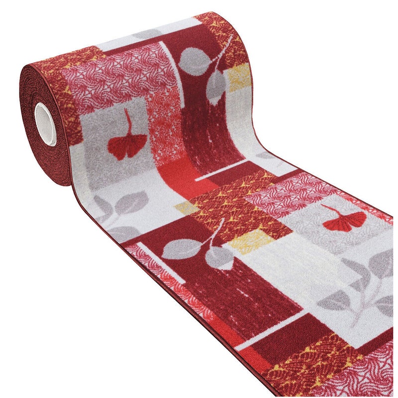 Dywan Kuchenny 50x80 cm Antypoślizgowa 100% Made in Italy Zmywalny Liście Czerwony