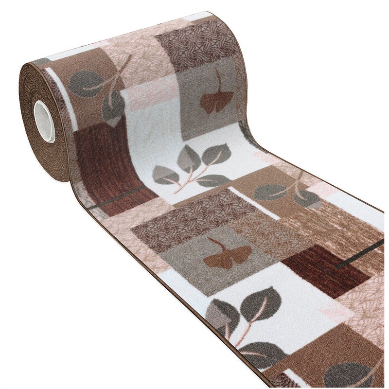 Dywan Kuchenny 50x80 cm Antypoślizgowa 100% Made in Italy Zmywalny Liście Brązowy