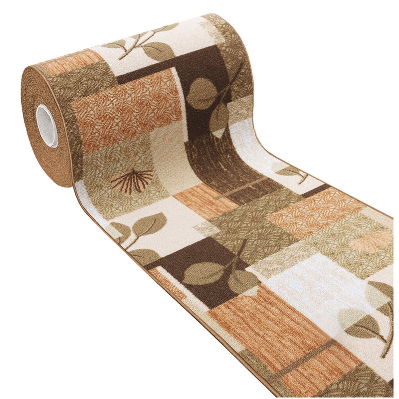 Dywan Kuchenny 50x80 cm Antypoślizgowa 100% Made in Italy Zmywalny Liście Beżowy