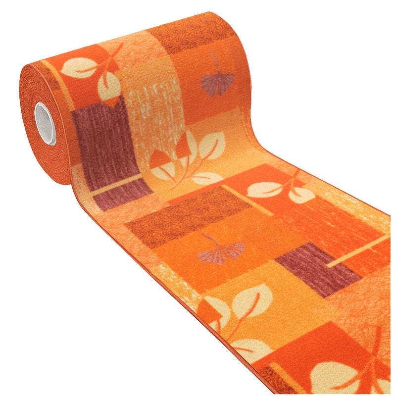 Dywan Kuchenny 50x80 cm Antypoślizgowa 100% Made in Italy Zmywalny Liście Pomarańczowy