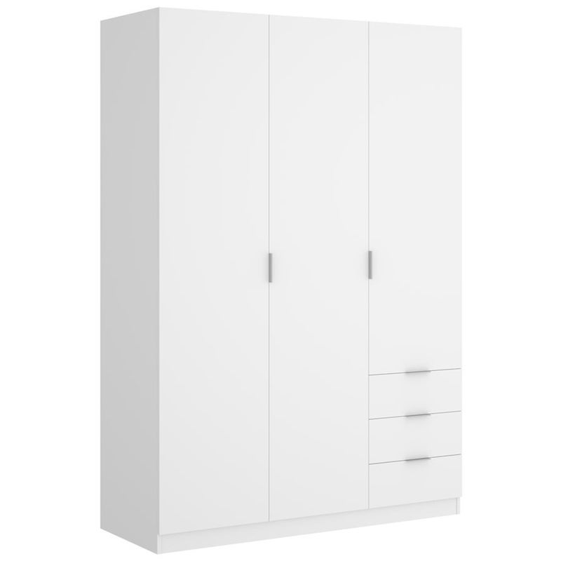 Szafa 3-drzwiowa z 3 szufladami - szer. 121 cm - Biały - LISTOWEL