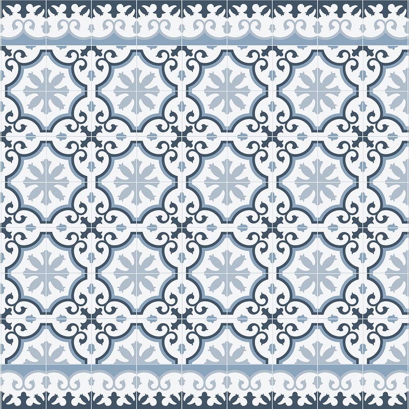 Dywan winylowy Marseille niebieski 160x230 cm - antypoślizgowy dywan z PVC do kuchni lub salonu, wodoodporny, zmywalny, ognioodporny