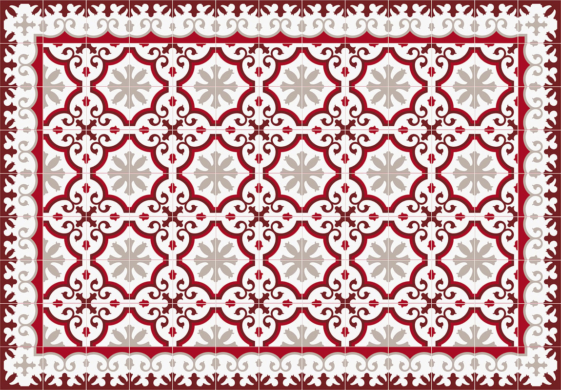 Marsylski dywanik winylowy czerwony 160x230 cm - antypoślizgowy dywanik PVC do kuchni lub salonu, wodoodporny, zmywalny, ognioodporny