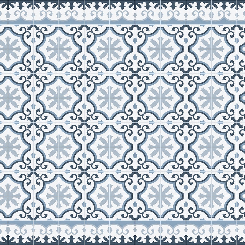 Marsylski dywan winylowy niebieski 180x280 - antypoślizgowy PVC, winylowy do kuchni lub salonu, zmywalny, wodoodporny styl