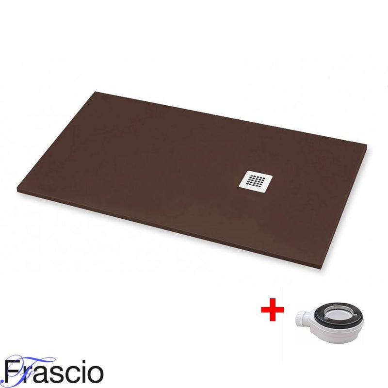 Brodzik Vulcano Line Slim 100x120 cm, kolor czekoladowy, RAL 8017, wykonany z żywicy syntetycznej i proszku marmurowego - FRASCIO