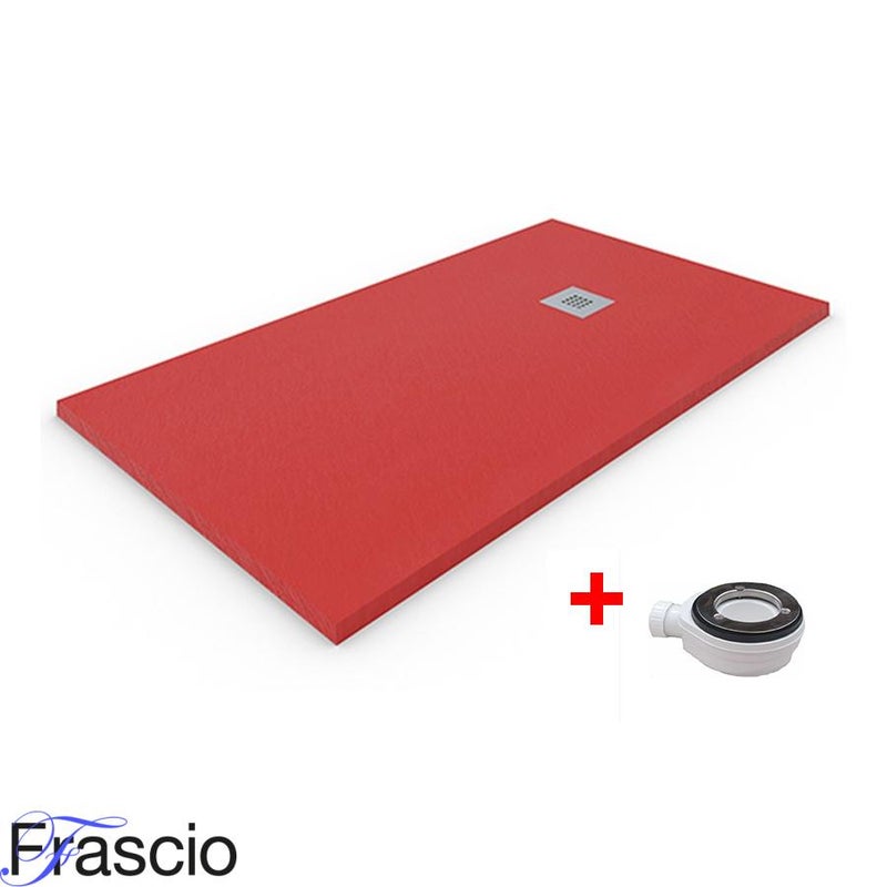 Brodzik Vulcano Line Slim 90x90 cm, kolor czerwony RAL 3020, wykonany z żywicy syntetycznej i proszku marmurowego, - FRASCIO