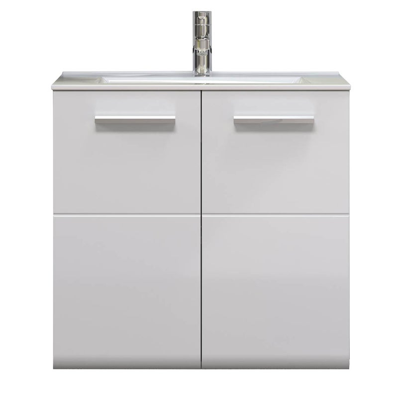 Riva szafka pod umywalkę 2 drzwi, biały wysoki połysk, szary.