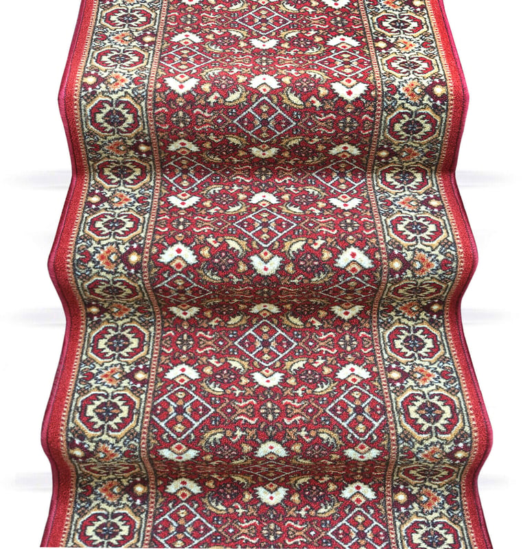 Biegacz Schodowy 67x800 cm 100% Made in Italy Burta Korytarz Kroki Burgundowy