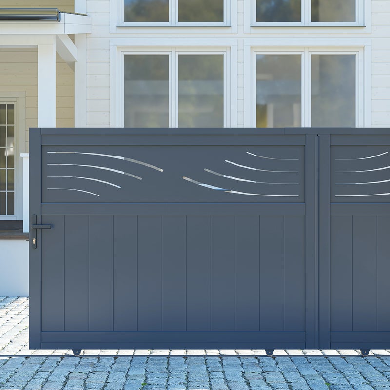 Brama przesuwna 3,7m HALTI H.160cm szare aluminium