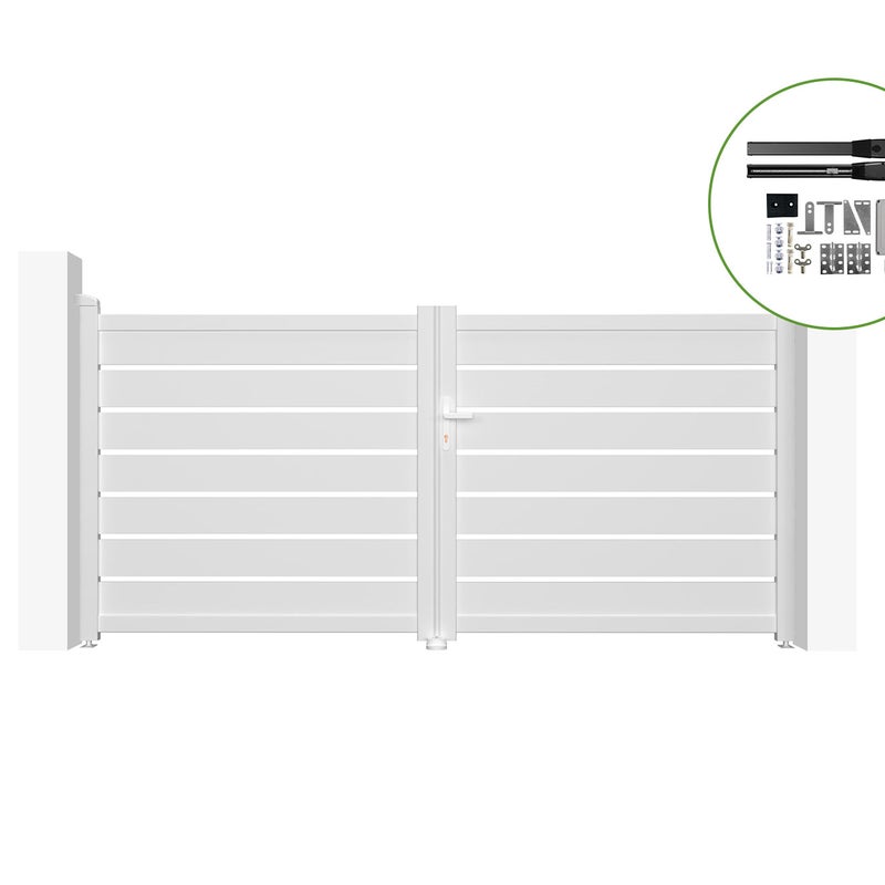 Biała elektryczna brama skrzydłowa VOGEL 300B140 + napęd HICKER B200