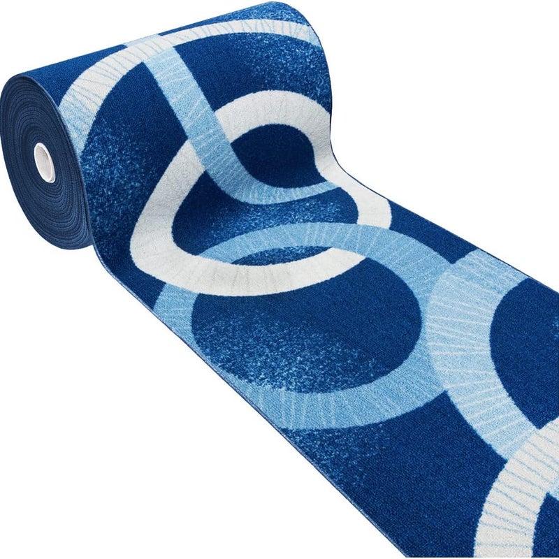 Dywan Kuchenny 57x190 cm Antypoślizgowa 100% Made in Italy Zmywalny Koła Niebieski