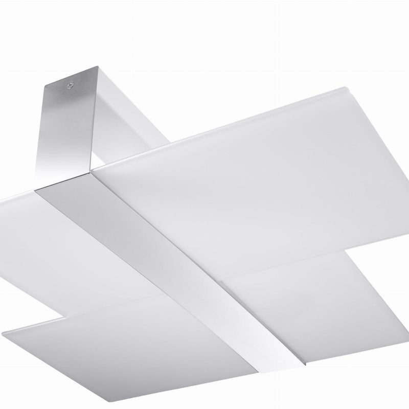 Plafon Massimo niestandardowy srebrno-biały 2xE27x20W wym: 11 x 66 cm IP20 szkło Sollux Lighting