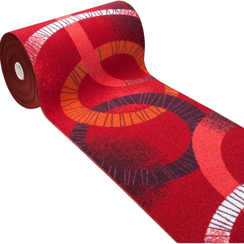 Dywan Kuchenny 57x40 cm Antypoślizgowa 100% Made in Italy Zmywalny Koła Czerwony