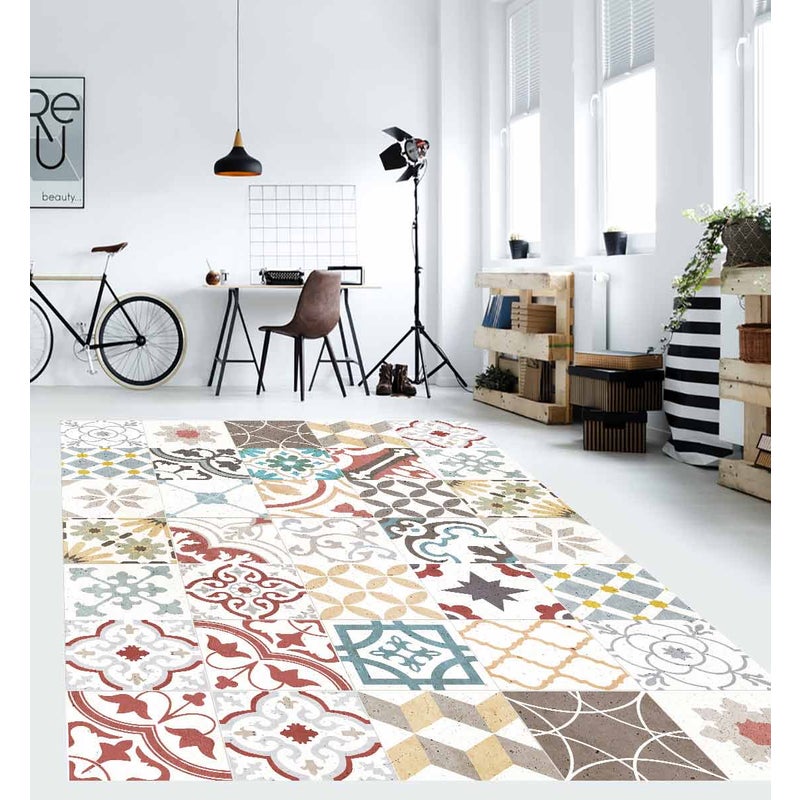 Winylowe płytki dywanowe vintage D 200x266 cm - PVC antypoślizgowe, winylowe do kuchni lub salonu, zmywalne, wodoodporne styl