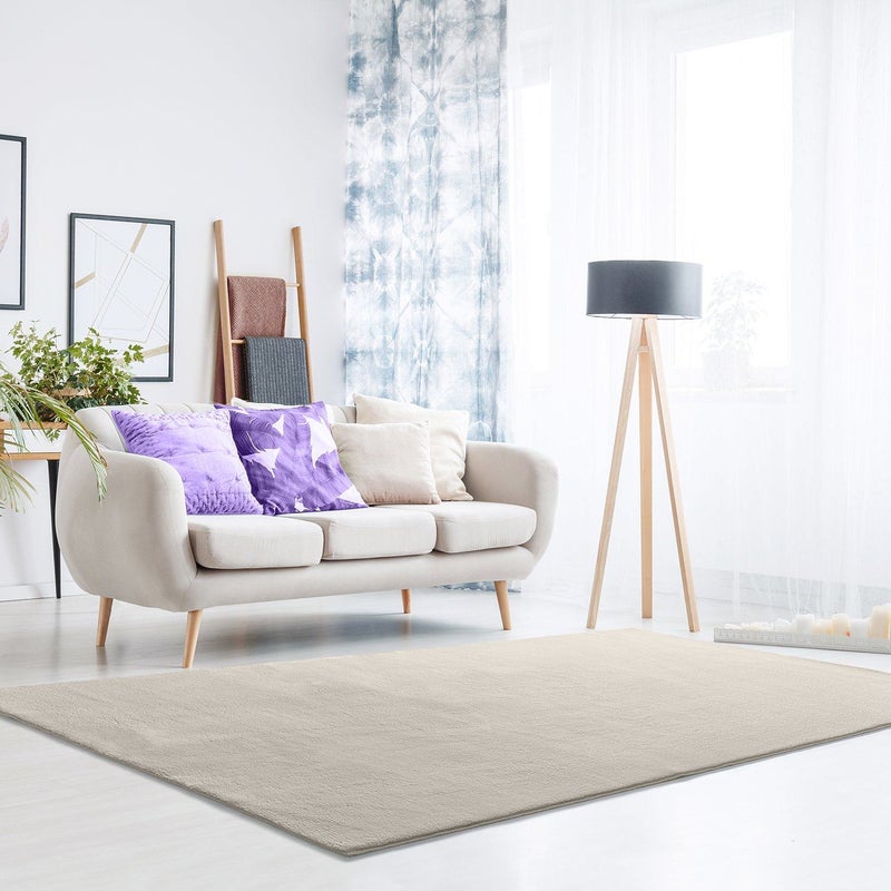 Prostokątny biały antypoślizgowy zmywalny dywan 200 x 290 cm LOFT gładki - ATTICGO