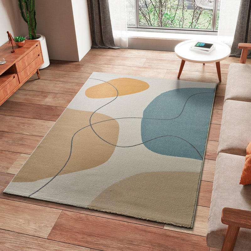 Prostokątny wielokolorowy dywan do wnętrz 80 x 150 cm NEW YORK organiczne kształty - ATTICGO