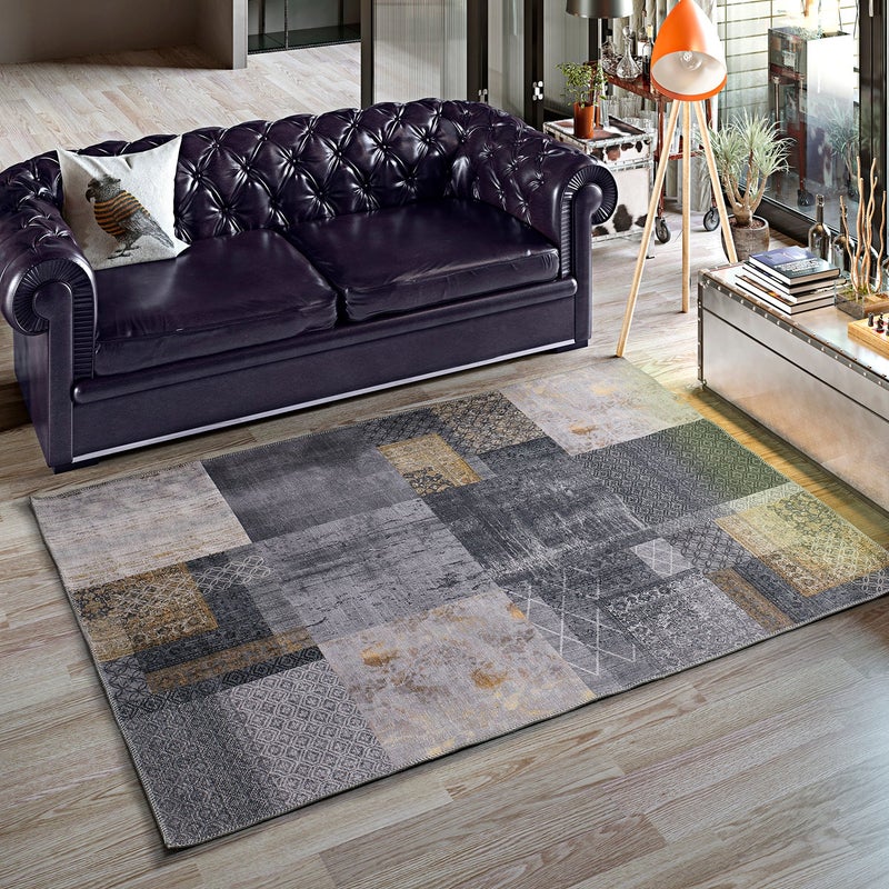 Prostokątny szary dywan do wnętrz 120 x 170 cm NEILA abstract - ATTICGO