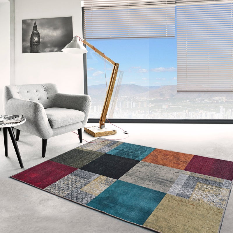 Prostokątny wielokolorowy dywan do wnętrz 140 x 200 cm NEILA abstract - ATTICGO