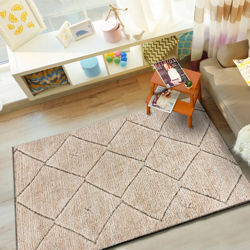 Prostokątny beżowy dywan do wnętrz 80 x 150 cm ENYA ethnic - ATTICGO