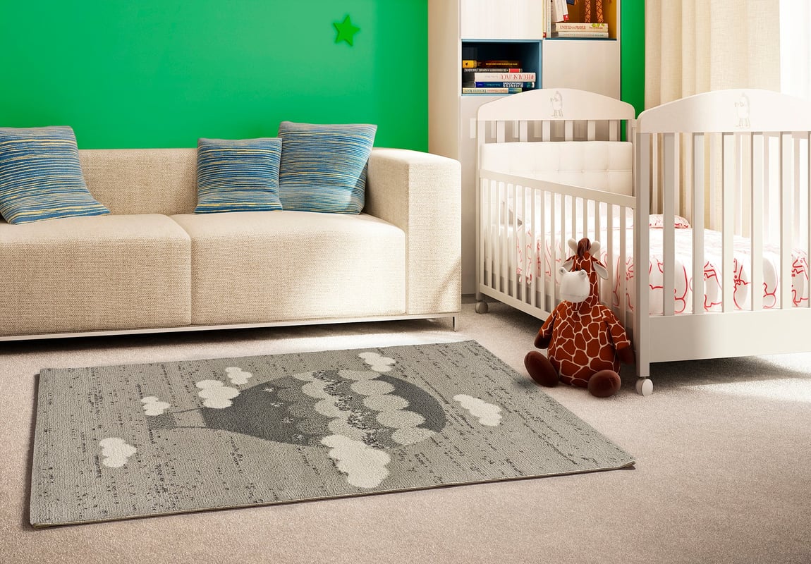 Prostokątny szary dywan do wnętrz 115 x 170 cm CRANBERRY Kids - ATTICGO