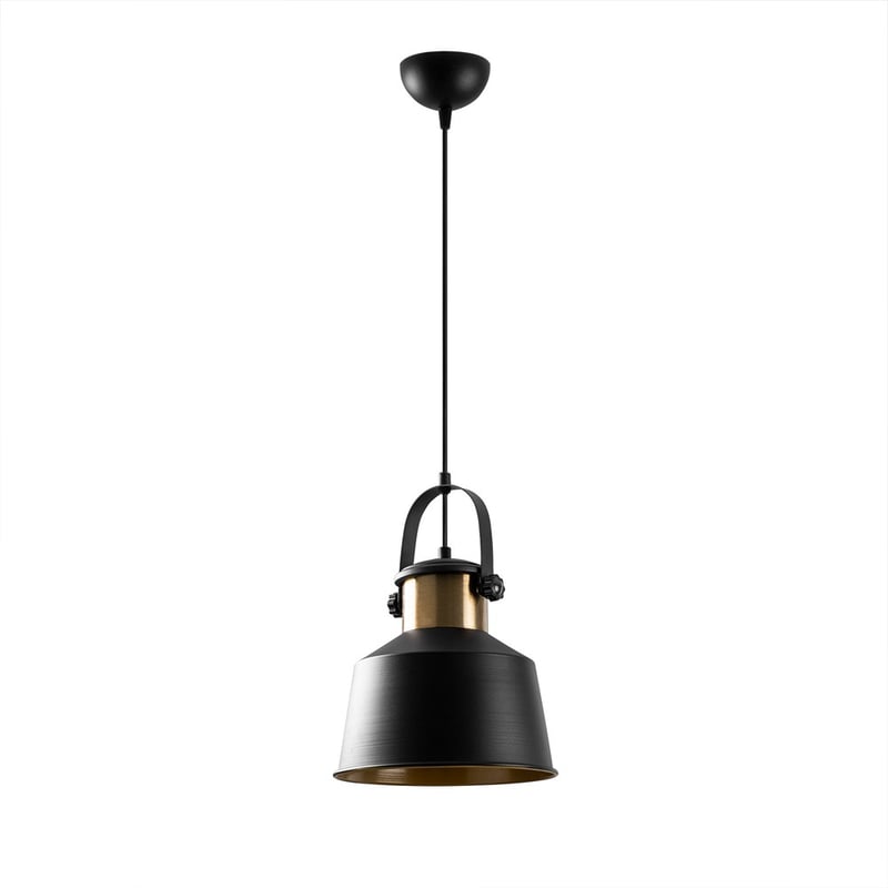 Momo industrialna lampa wisząca czarne i złote detale z metalowym uchwytem ø26cm