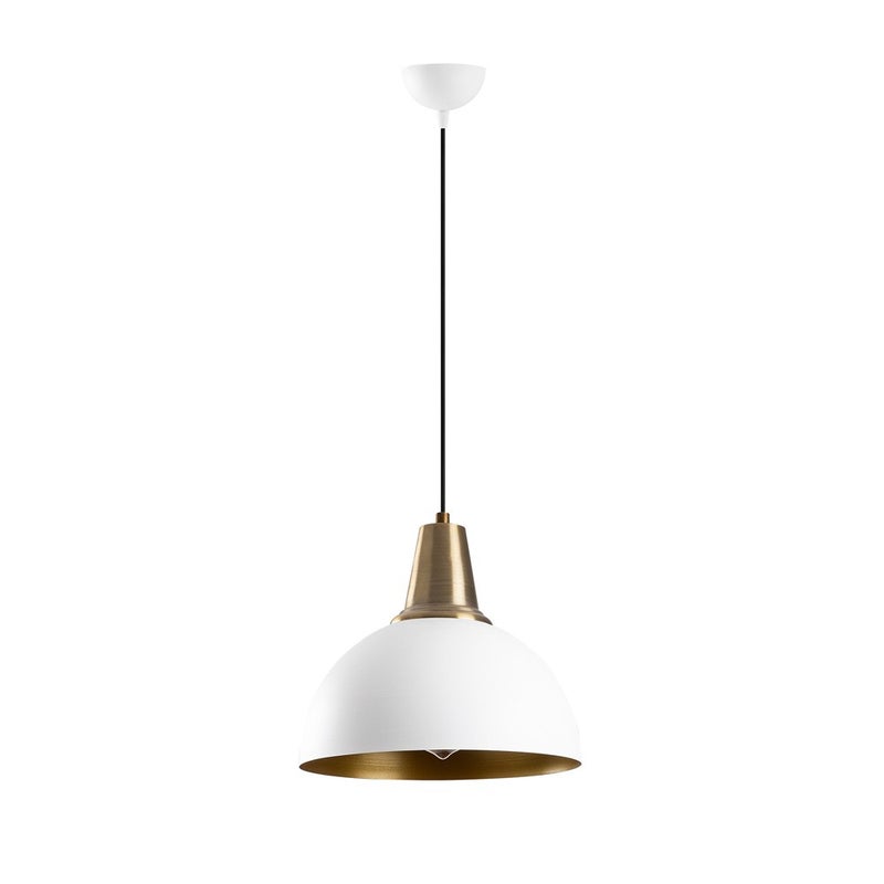 Nowoczesna lampa sufitowa Momo z białym kloszem i złotymi detalami ø30 cm