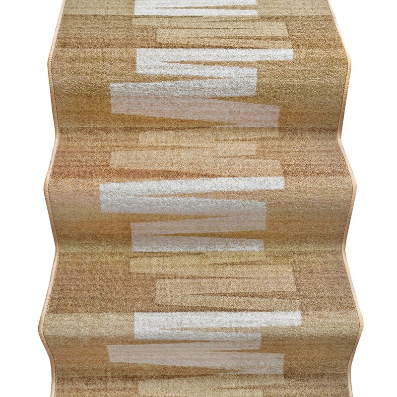 Biegacz Schodowy 67x650 cm 100% Made in Italy Burta Korytarz Kroki Efekt Barokowy Beżowy
