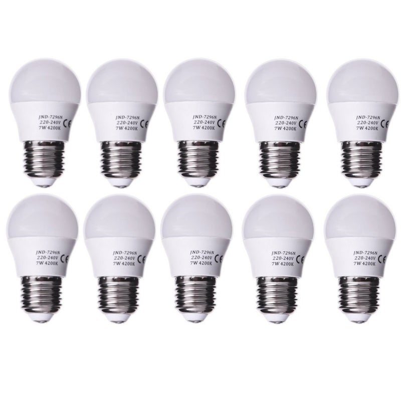 Zestaw 10 mini żarówek LED G45, trzonek E27, 7 W, neutralna biel 4200 K