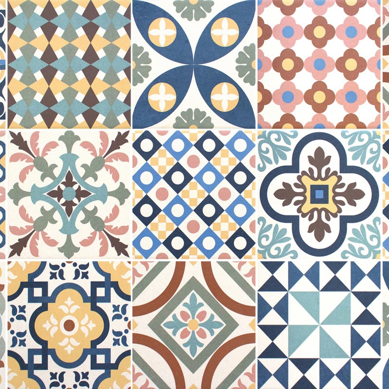 Dywan winylowy puig i Cadafalch 50x80 cm - PVC antypoślizgowa, winylowa do kuchni lub salonu, zmywalna, styl hydrauliczny, wielokolorowa