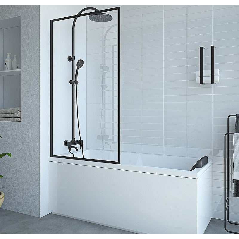 VENTE-UNIQUE Matowy czarny parawan nawannowy w stylu industrialnym - 80 x 140 cm - Szkło hartowane - BRADENTON