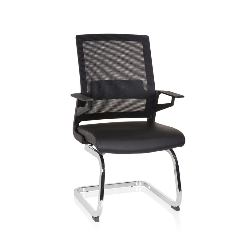 Krzesło konferencyjne / na płozie / krzesło INVENTOR V PRO imitacja skóry czarne hjh OFFICE