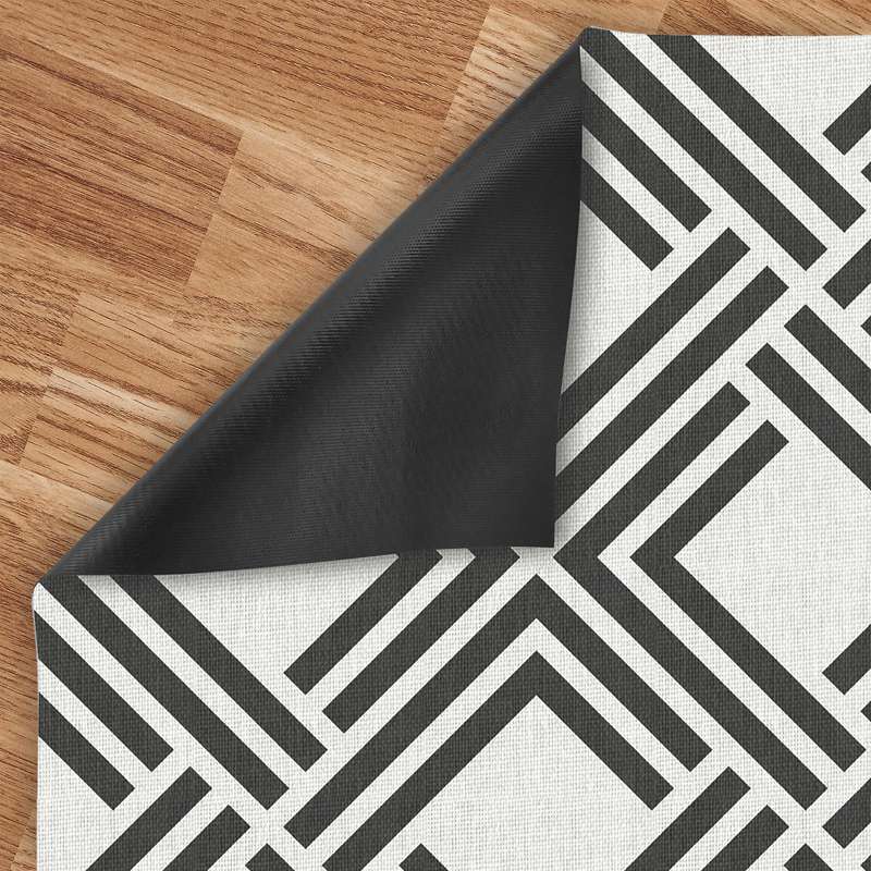 Winylowy dywan Premium, alfombra PVC antypoślizgowy, do użytku wewnętrznego i zewnętrznego Geometryczny Czarny, 120 x 180 cm