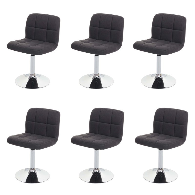 Zestaw 6 krzeseł do jadalni Kavala, krzesło kuchenne, tkanina/tekstylia chrom obrotowy certyfikat MVG ~ ciemnoszary