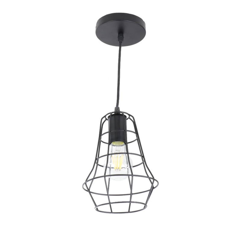 Rustykalna lampa wisząca z czarnym abażurem E27