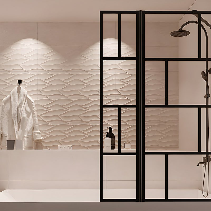 VENTE-UNIQUE Parawan nawannowy w kolorze czarnym matowym w industrialnym stylu z obrotowym skrzydłem – 100 × 140 cm – OBELINI