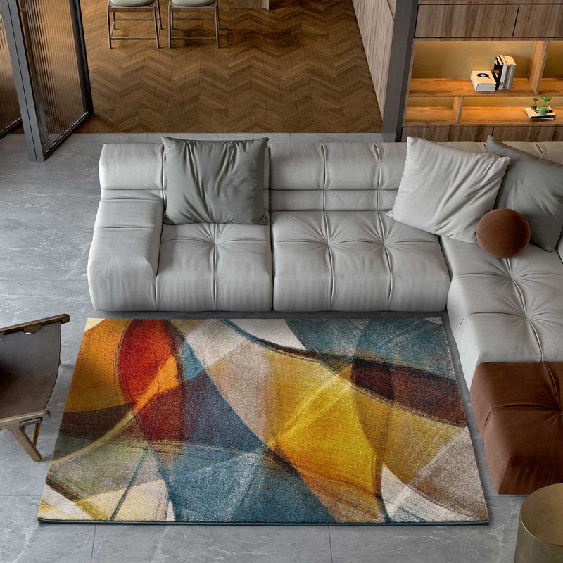Prostokątny wielokolorowy dywan do wnętrz 80 x 150 cm LEIRE geometryczny - ATTICGO