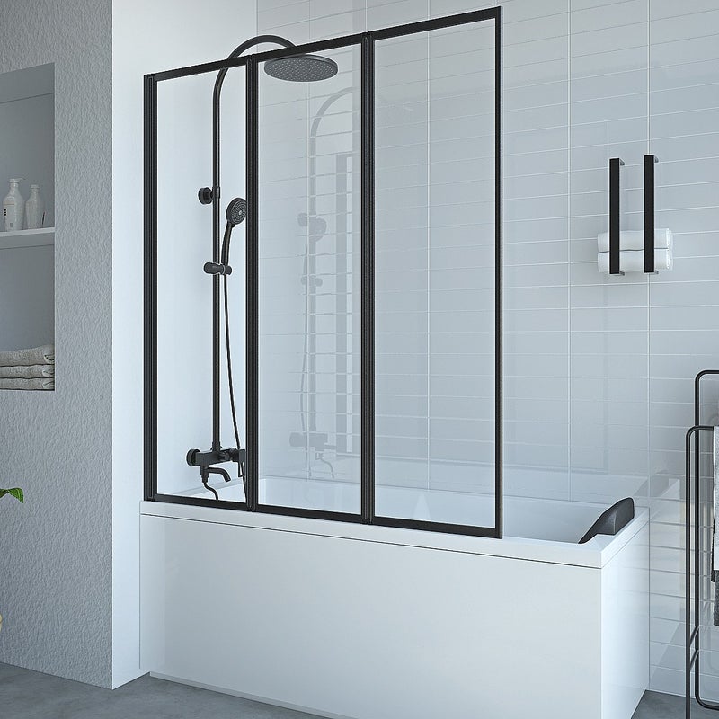 VENTE-UNIQUE Parawan nawannowy składany z metalu w kolorze matowym czarnym w industrialnym stylu – 120 × 140 cm – DISTRICT