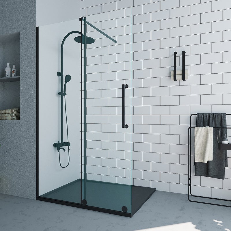 Ścianka do prysznica we włoskim stylu z drzwiami przesuwnymi z metalu w kolorze matowym czarnym w industrialnej stylistyce – 120 × 200 cm – YOREM