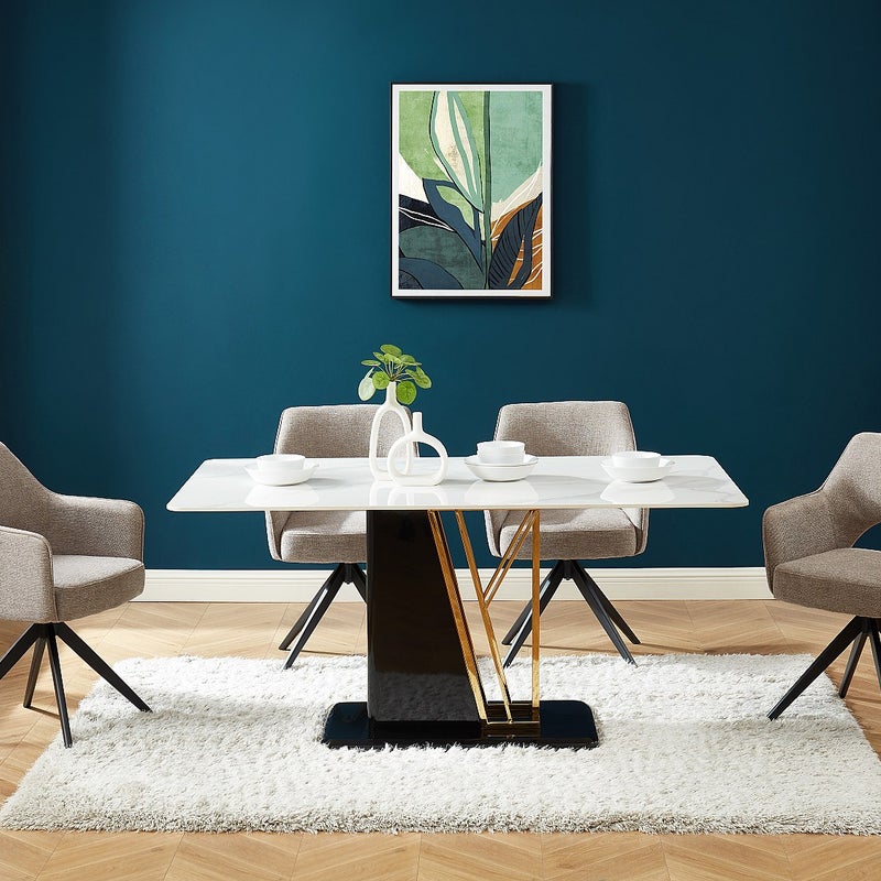 Zestaw 2 krzeseł obrotowych z podłokietnikami z tkaniny i metalu – kolor taupe – KONYA