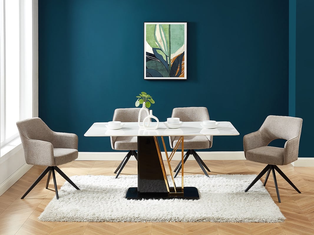 Krzesło obrotowe z podłokietnikami z tkaniny i metalu – kolor taupe – KONYA