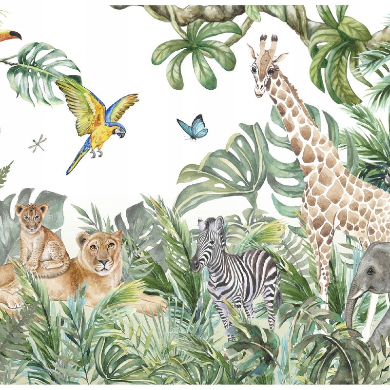 Fototapeta Dla Dzieci Chłopca Dziewczynki Dżungla Zwierzęta 416x254 cm Tapeta Dziecięca Na Flizelinie