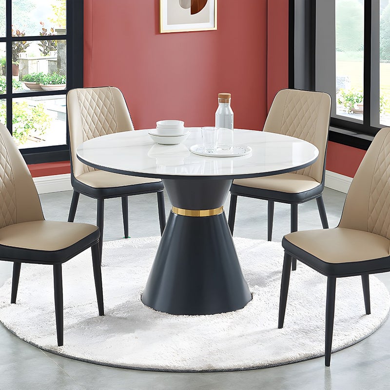 Zestaw 6 krzeseł z ekoskóry i metalu - kolor beżowy i antracytowy - MILDURA