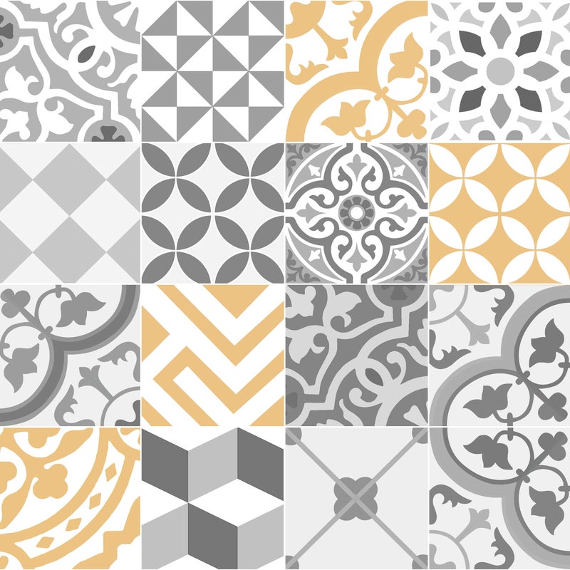 Dywan winylowy Kolaż z żółtym 66x100 cm - Antypoślizgowy PVC, winyl do kuchni lub salonu, zmywalny, wodoodporny, wodoodporny styl