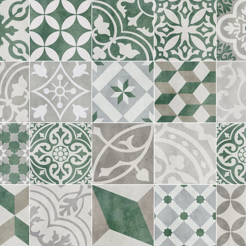 Dywan winylowy antique zielony 66x150 cm - antypoślizgowy PVC, winylowy do kuchni lub salonu, zmywalny, styl hydrauliczny