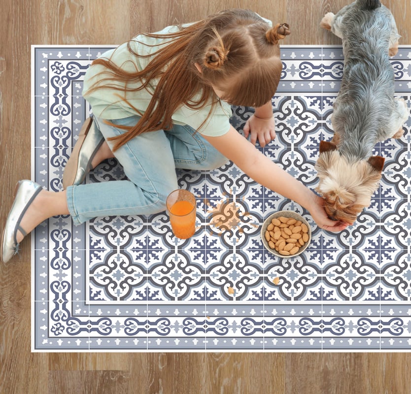 Dywan winylowy Jeanette 66x100 cm - antypoślizgowy PVC, winylowy do kuchni lub salonu, zmywalny, wodoodporny, styl hydrauliczny