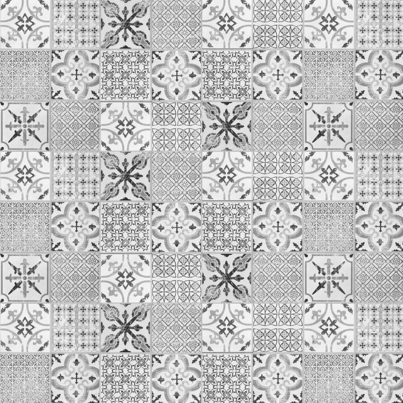 Dywanik winylowy Collage vintage szary 133x200 cm - PVC antypoślizgowy, winylowy do kuchni lub salonu, zmywalny, wodoodporny, szary