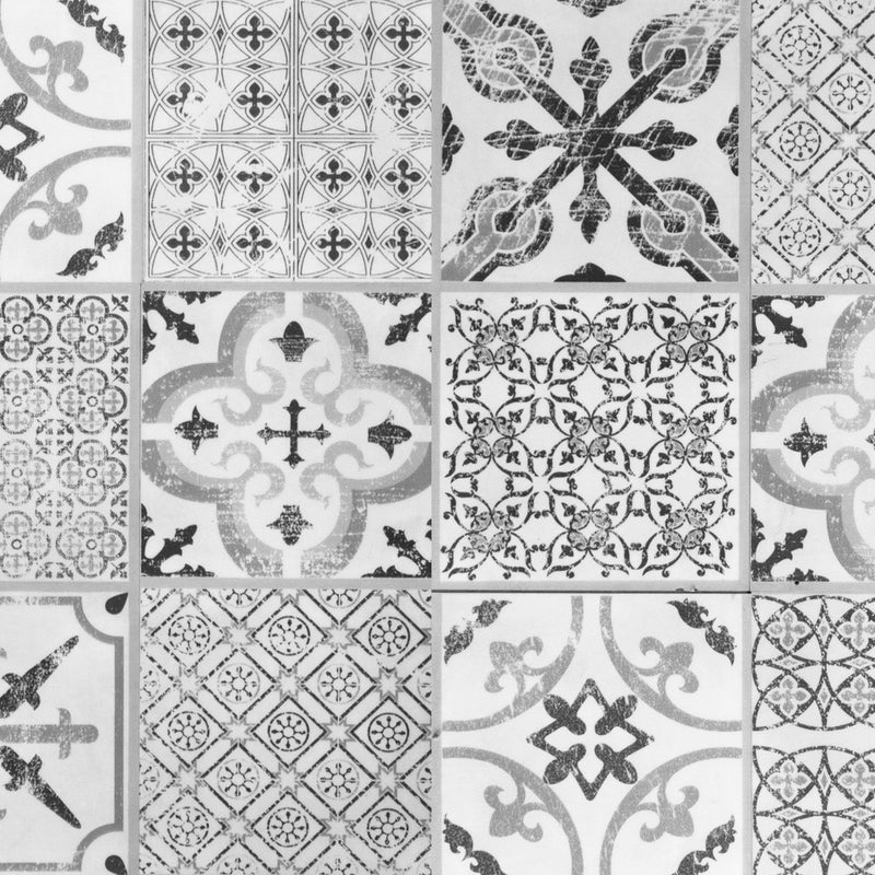 Dywanik winylowy Collage vintage szary 50x140 cm - PVC antypoślizgowy, winylowy do kuchni lub salonu, zmywalny, wodoodporny, szary